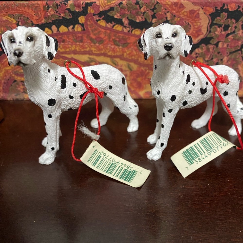 2 Dalmatian figurines/hanging ornaments (sold together)